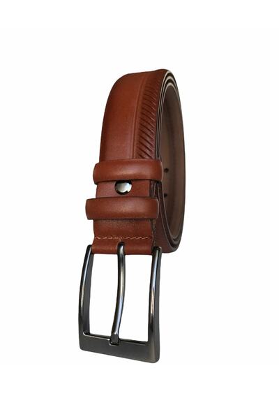 GoDeri Класически колан за панталон от естествена кожа, кафяв - 3,5 см = мин. 135-138