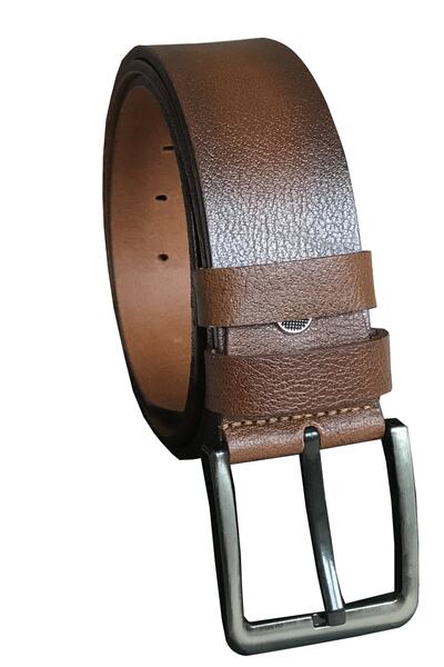 GoDeri 100% естествена кожа, 4,5 см, кафяв деним, спортен колан = dk-2222