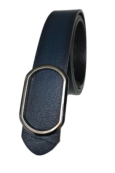 GoDeri New Trend Genuine Leather - Pin, Black Nickel Buckle, Navy Blue 4 Cm Belt = Gotoka