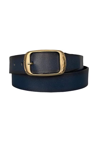 GoDeri 100% Genuine Leather, Navy Blue Women's Jeans with Gold Buckle, Sports Belt 4 Cm=an-byn-25