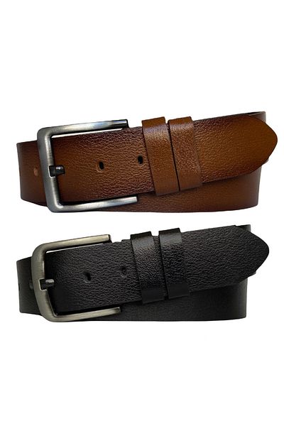 GoDeri Set de 2 din piele de calitate 100% autentică dintr-o singură bucată, negru, blugi Tosado de 4,5 cm, centură sport = 2pcs-go-1111-2222