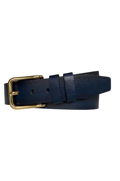 GoDeri 100% piele naturală, bleumarin, curea de blugi pentru femei cu cataramă aurie 4 cm = drept