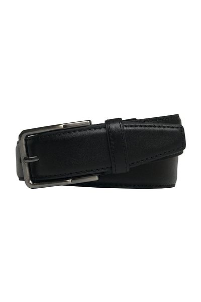 GoDeri Curea de pantaloni din piele naturală cusută neagră clasică, 3,5 cm = dk-0808