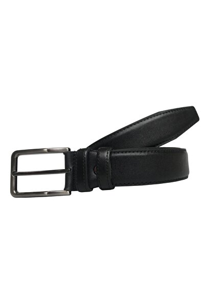 GoDeri Hakiki Deri Dikişli Siyah Klasik Kumaş Pantolon Kemeri 3.5 Cm=dk-0808