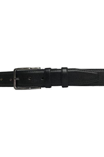 GoDeri Hakiki Deri Dikişli Siyah Klasik Kumaş Pantolon Kemeri 3.5 Cm=dk-0808