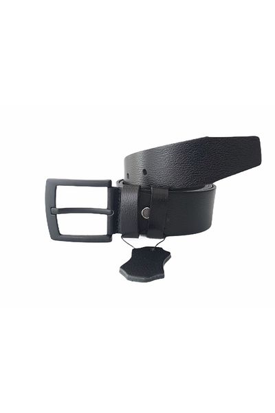 GoDeri Men's Black Genuine Leather Buckle Jeans Belt=gkdk0009