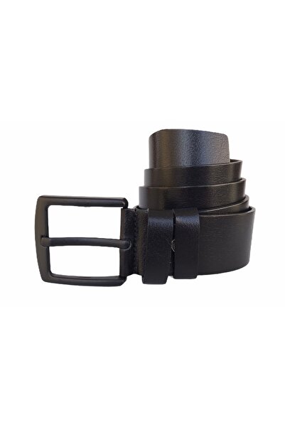 GoDeri Мъжки черен колан за дънки с катарама от естествена кожа = gkdk0009