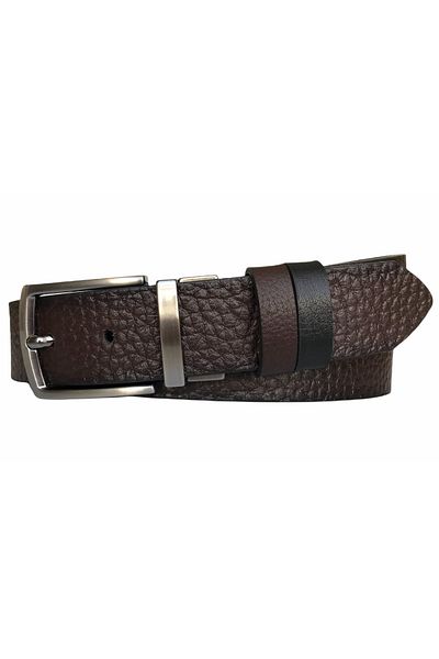 GoDeri Curea 100% piele naturală, cu model dublu, 4 cm, maro închis, negru=dk-double-pattern.koka.si-4cm