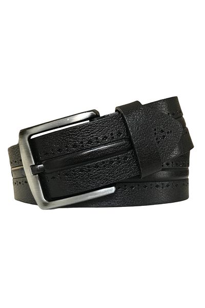 GoDeri Curea sport din denim negru cu model din piele naturală 4,5 cm=dk-0104