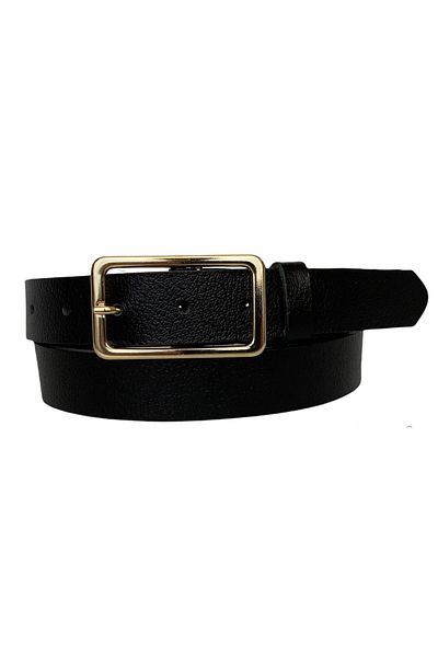 GoDeri Curea subțire neagră de damă, 100% piele naturală, cu cataramă aurie, 3cm=3cm-kdn-20