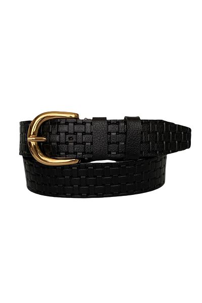 GoDeri 100% piele naturală, cataramă aurie blugi de damă cu model negru, centură sport 4 cm=an-byn-26