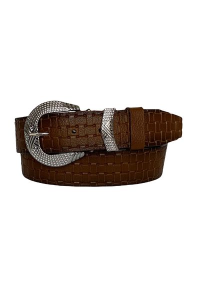 GoDeri 100% Genuine Leather, Silver Buckle, Brown Women's Jeans Belt with Metal Bridge 4 Cm=tyc00379970102