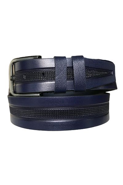 GoDeri Genuine Leather Medium Printed Navy Blue Denim Sports Belt 4.5 Cm=hs-dk-0011