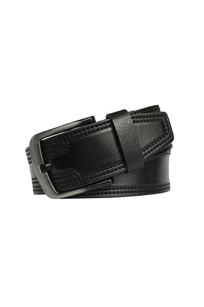 GoDeri Curea sport din denim negru cu model din piele naturală 4,5 cm=dk-0099