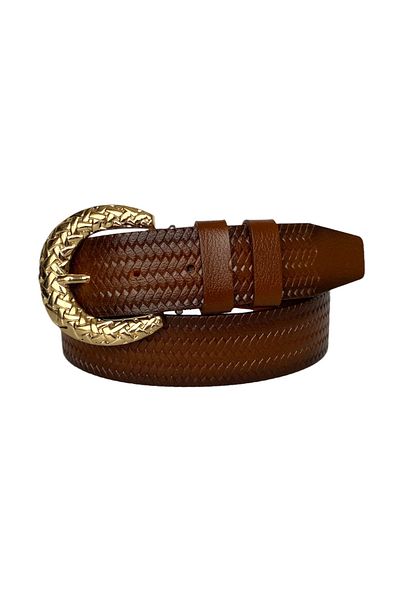 GoDeri 100% piele naturală, maro, curea de blugi pentru femei cu cataramă aurie 4 cm=tyc00419802349