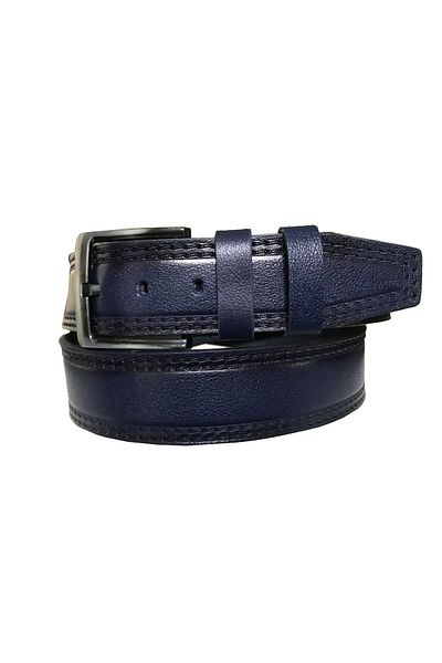 GoDeri Genuine Leather Double Stitching Printed Navy Blue Denim Sports Belt 4.5 Cm=hs-dk-0007