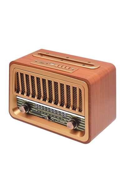 JUNGLEE Nostaljik Radyo Bluetooth Hoparlör Fm Radio Sd Kart Usb Girişli Şarjl...