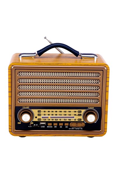 JUNGLEE Nostaljik Radyo Bluetooth Hoparlör Fm Radio Sd Kart Usb Girişli Şarjl...