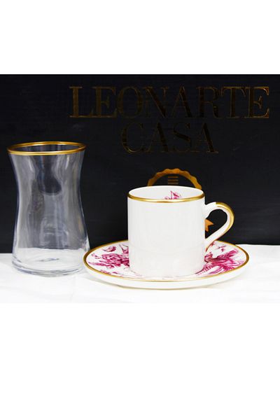 LEONARTE CASA Single Coffee + Tea Set Dragon Claret Red