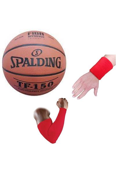 SPALDING Tf-150 Basketball Ball Perform Size 6 Fıba ​​με λογότυπο + μπρασελέ μπάσκετ + πετσέτα βραχιολάκι