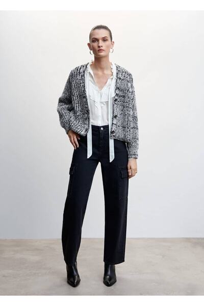 MANGO Woman Geflochtener Cardigan aus meliertem Haar