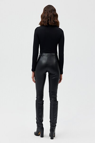 Açelya Okcu Half Turtleneck Bodysuit Blouse with Snap Fasteners