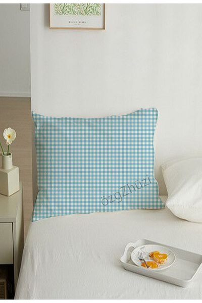 perlina home غطاء وسادة منقوش 50x70 بسحاب مكون من قطعتين باللون الأزرق الفاتح
