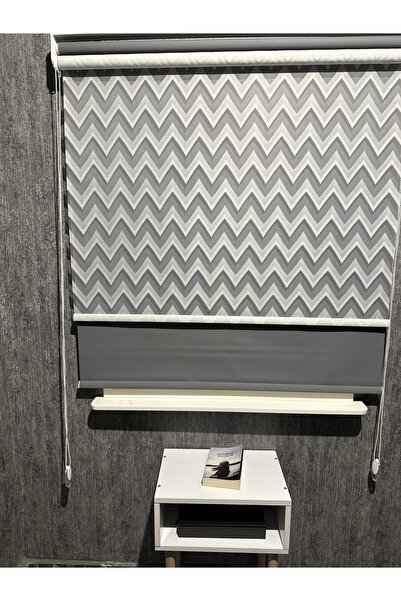 Genel Markalar Zigzag Desenli Yeni Sezon Antrasit Gri Storlu Çiftli Mekanizma...