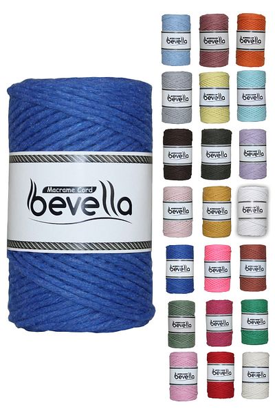Bevella Macrame Cord Σκάνδαλο Μακραμέ 3mm Σκάνδαλο Βαμβακερό Μονό Περιστρεφόμενο Σκάνδαλο Μακραμέ Saks Blue