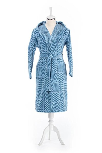 Özdilek Kapşonlu Bornoz Hawai Maro L Mavi