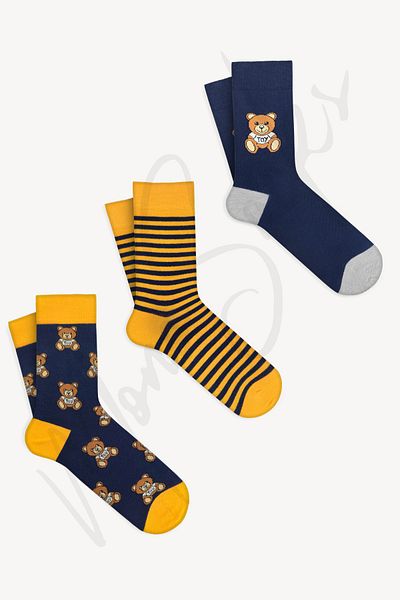 Mono Socks Κάλτσες με σχέδιο αρκουδάκι 3 τεμαχίων