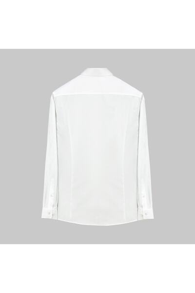 Sarar Interview Sosa Uzun Kol Beyaz Saten Slim Fit Gömlek