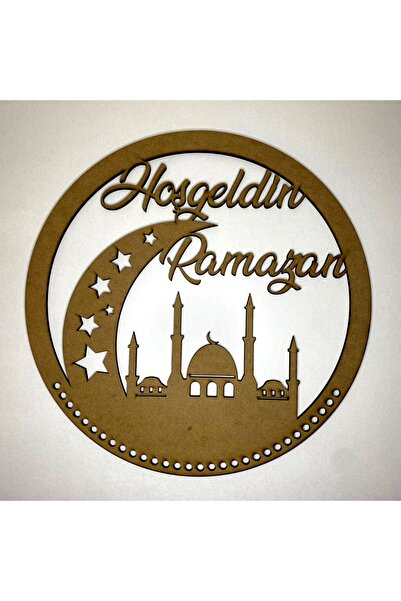 SOLMAZ Boyamaya Süslemeye Hazır Ramazan Kapı Süsü 3 Mm Ham Ahşap 30x30