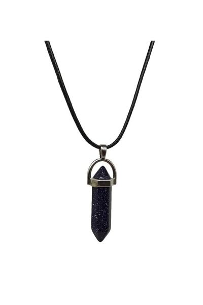 Vipfoni Deri Ip Altıgen Çivi Doğal Taş Kolye