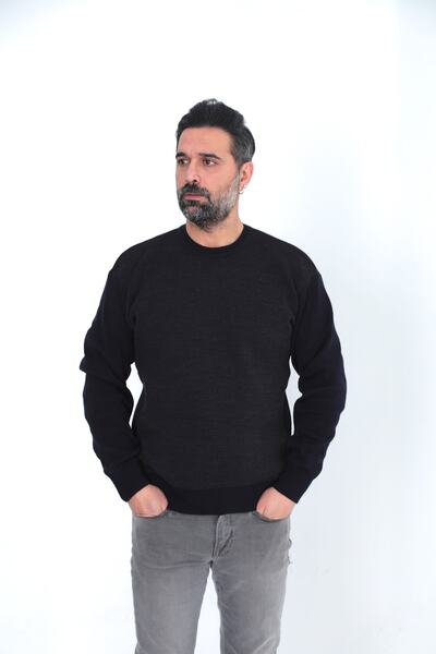 KMKkombin Pulover gros pentru bărbați, cu gâtul O, toamnă-iarnă