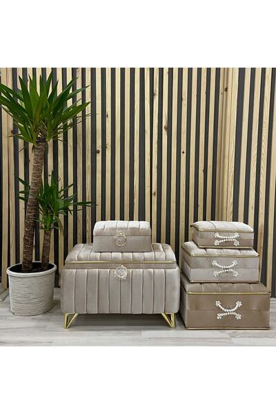 Kırçova Tekstil Gloria Bohça Gelin Düğün Çeyiz Sandığı 5 Li Set