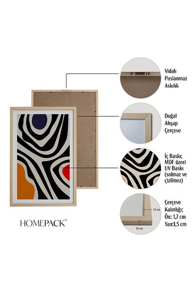 HOMEPACK Комплект за рисуване от 3 части с рамка от естествено дърво Hpn039