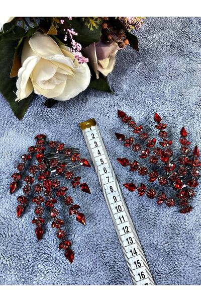 Bride Aksesuar Dünyası Αξεσουάρ μαλλιών για νυφικό τιάρα νύφης Κόκκινο διπλό ...