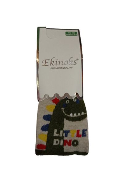 Ekinoks Boy's Dinosaur Patterned Pantyhose Green