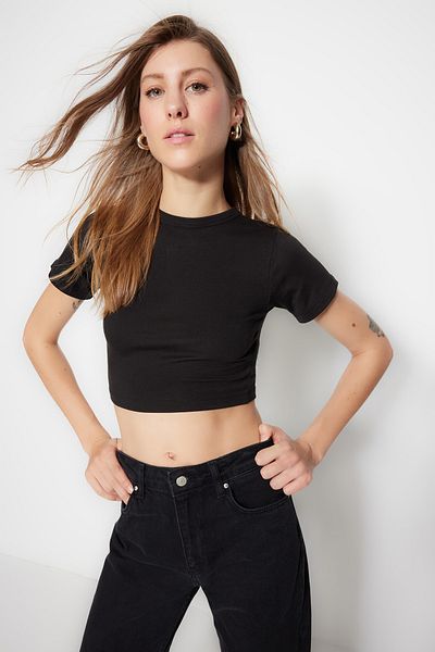 Trendyol Collection Блузка з м'якої віскозної тканини преміум-класу чорного кольору в 2 пакетах, еластична блузка Orme TWOSS23BZ00108