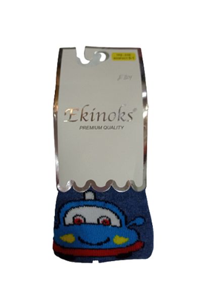 Ekinoks Boy's Car Car Patterned Pantyhose Blue
