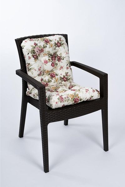 ALTINPAMUK Pernă pentru scaun cu spătar pufos floral Neva cu șireturi cusute speciale, 44x88 cm