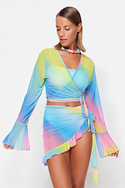 Trendyol Collection Knitted Tie-Up Gradient Mesh Blouse and Skirt Set - Tbess23Au00034