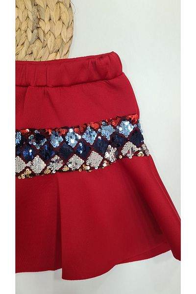 Esterella Diving Fabric / Sequined / Flounced Mini Skirt