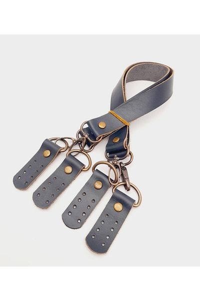 angel çanta aksesuar Μοντέλο Misu 55 εκ. Navy Blue Leather - Διπλή λαβή, Antique Metal