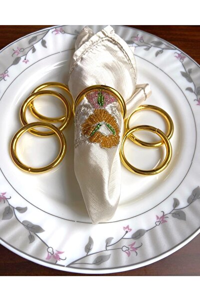 Classy Parlak Paslanmaz Peçete Halkaları - Ev Hediyesi, Yemek Masası Dekor Seti (4 ADET)