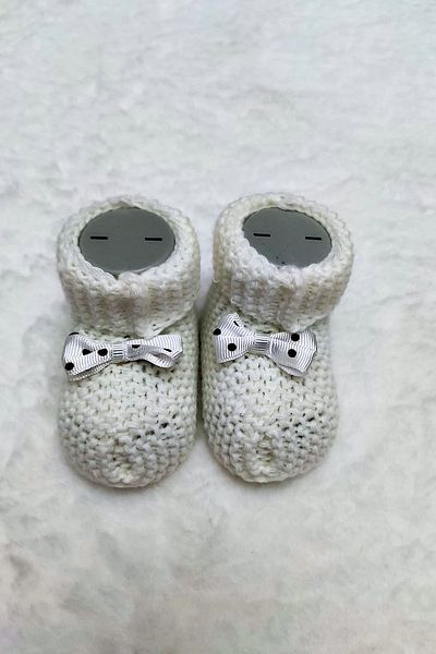 Çt Çeyizci Tekstil Baby Booties, Bow Baby Booties, Knitwear Knitted Baby Booties