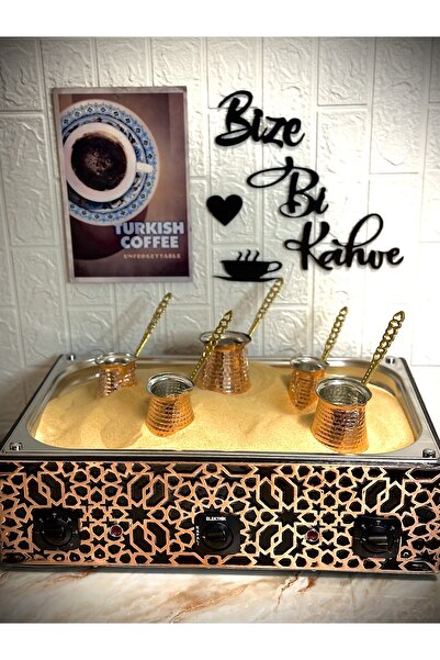 MARATON Bakır Kumda Kahve Makinesi 5 Bakır Cezve Hediyeli