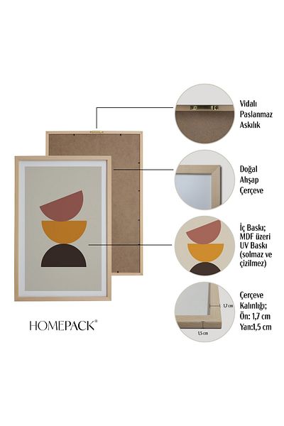 HOMEPACK Комплект за рисуване от 3 части с рамка от естествено дърво Hpn047