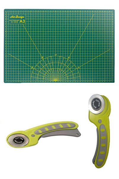 GLANCE A3 Kesim Matı Çift Taraflı Kesim Altlığı Döner Başlı Maket Bıçağı Set